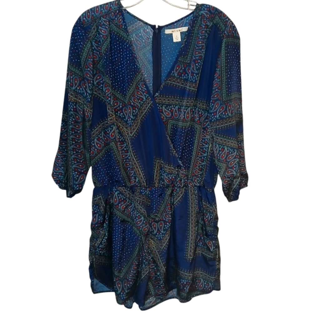 Miami Navy Blue Floral Paisley Romper Size Large